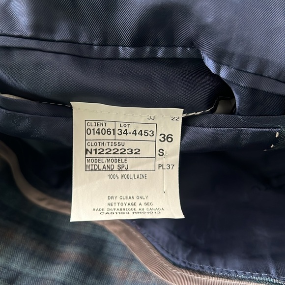 NEW Jack Victor Midland Contemporary Fit Plaid Wool Blazer, Size 36S Retail $798 - Picture 6 of 10